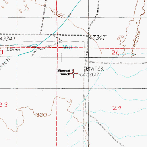 Topographic Map of Stewart Ranch, NV
