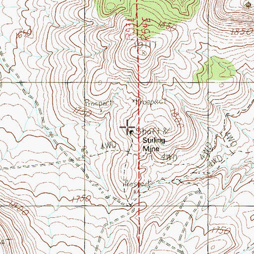 Topographic Map of Stirling Mine, NV