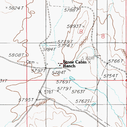 Topographic Map of Stone Cabin Ranch, NV