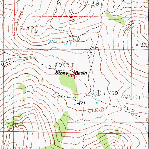 Topographic Map of Stony Basin, NV