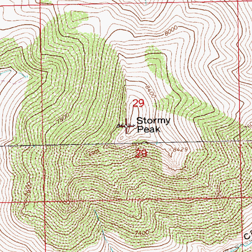 Topographic Map of Stormy Peak, NV