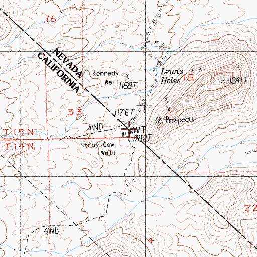 Topographic Map of Stray Cow Well, NV
