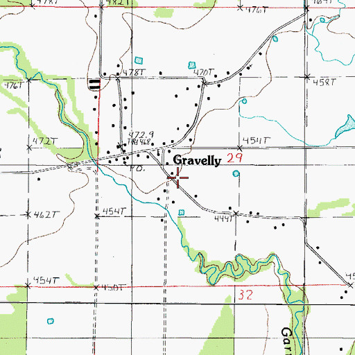 Topographic Map of Gravelly Post Office, AR