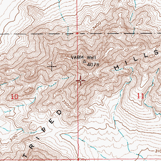Topographic Map of Striped Hills, NV