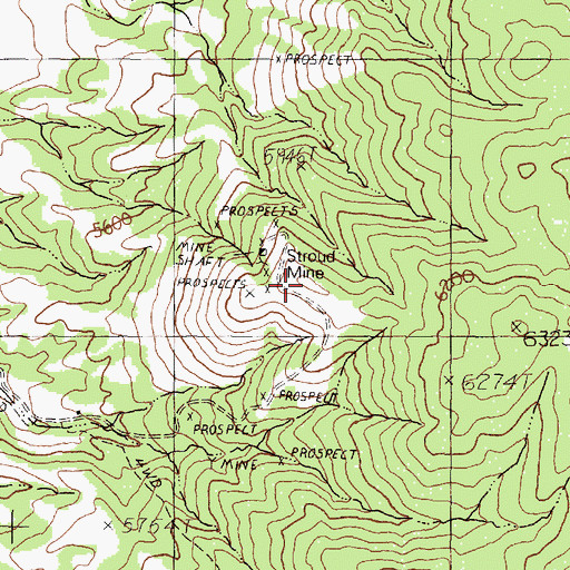 Topographic Map of Stroud Mine, NV