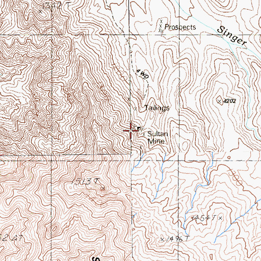 Topographic Map of Sultan Mine, NV