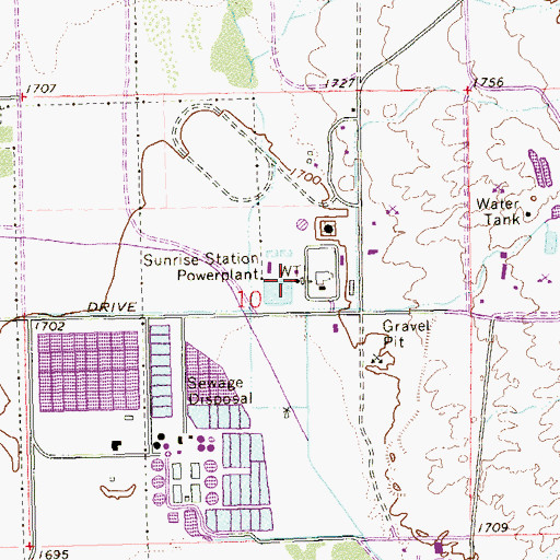 Topographic Map of Sunrise Station Powerplant, NV