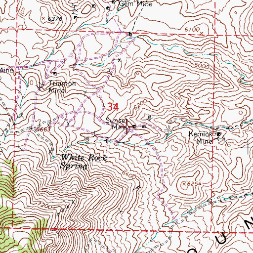 Topographic Map of Sunset Mine, NV