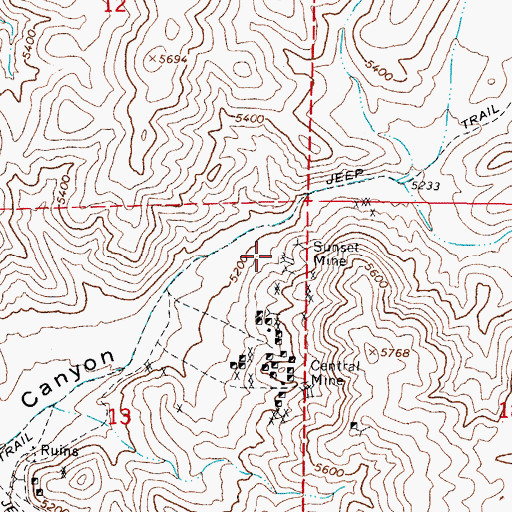 Topographic Map of Sunset Mine, NV