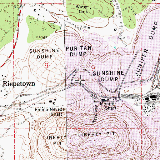 Topographic Map of Sunshine Dump, NV