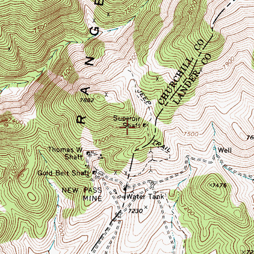 Topographic Map of Superoir Shaft, NV