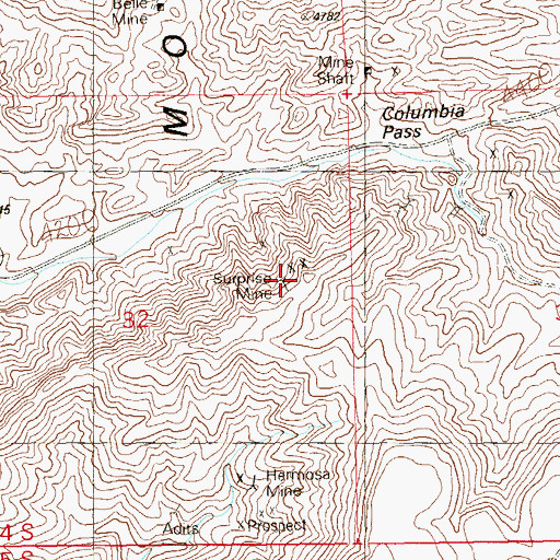 Topographic Map of Surprise Mine, NV