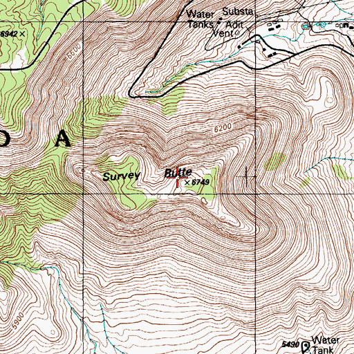 Topographic Map of Survey Butte, NV