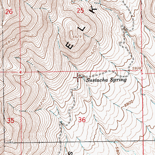 Topographic Map of Sustacha Spring, NV