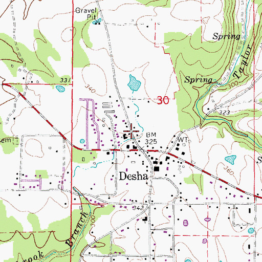 Topographic Map of Desha Post Office, AR