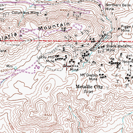Topographic Map of Swastika Mine, NV
