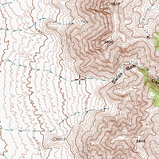 Topographic Map of Swiss Bob Canyon, NV