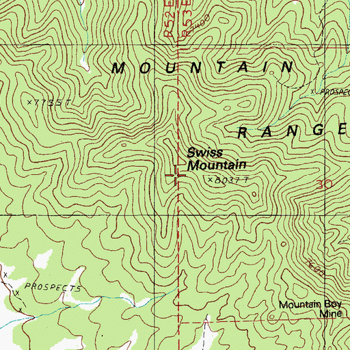 Topographic Map of Swiss Mountain, NV