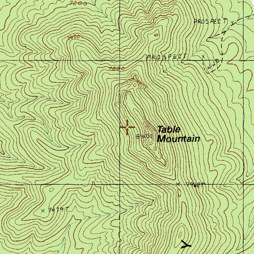 Topographic Map of Table Mountain, NV