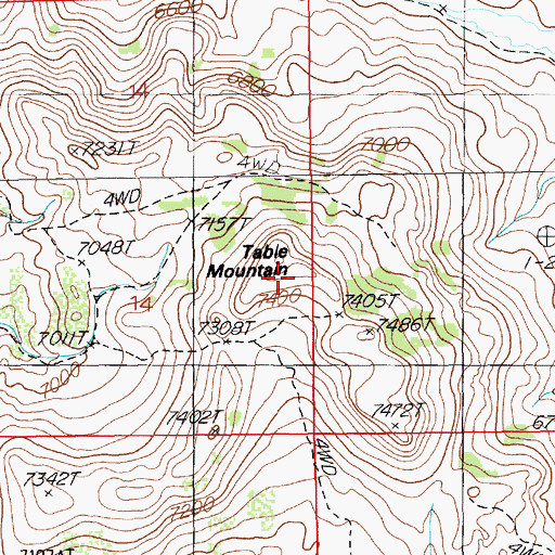 Topographic Map of Table Mountain, NV