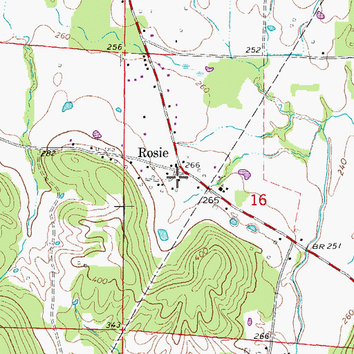 Topographic Map of Rosie Post Office, AR