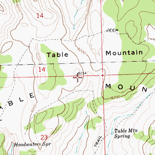 Topographic Map of Table Mountain, NV