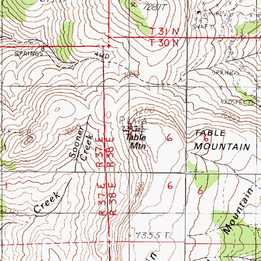 Topographic Map of Table Mountain, NV
