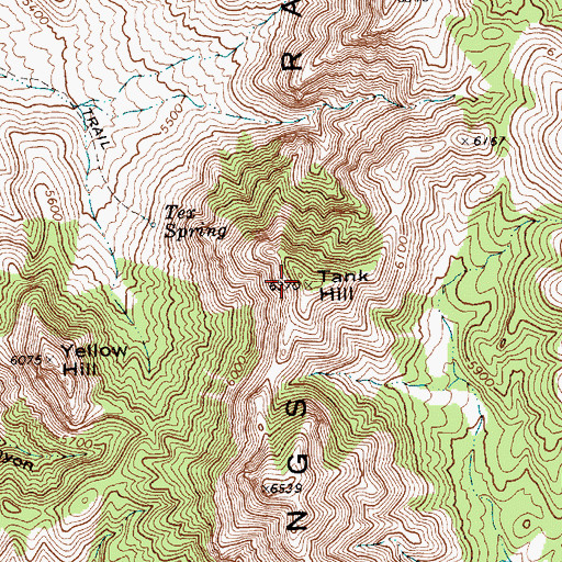 Topographic Map of Tank Hill, NV