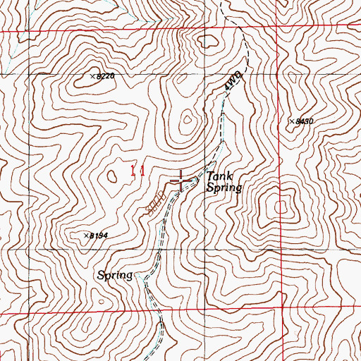 Topographic Map of Tank Spring, NV