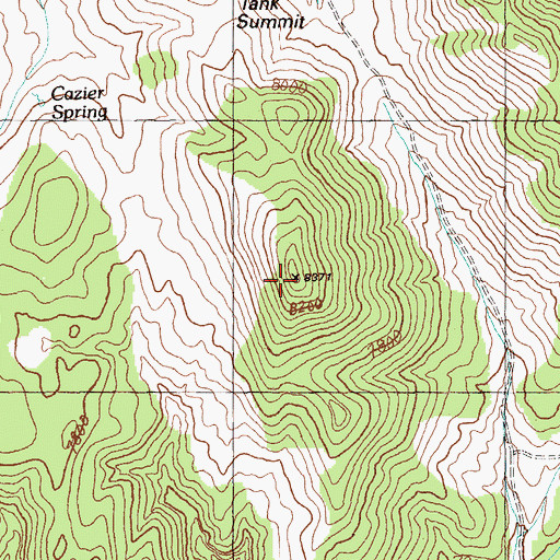 Topographic Map of Tank Summit, NV