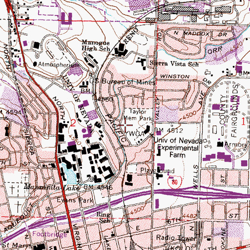 Topographic Map of Taylor Memorial Park, NV