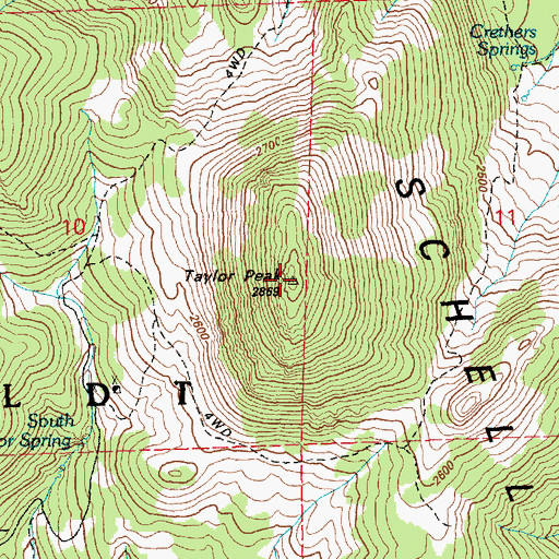 Topographic Map of Taylor Peak, NV