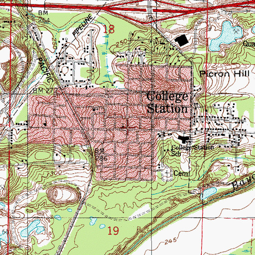 Topographic Map of College Station Post Office, AR