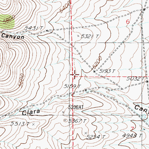 Topographic Map of Tehama Canyon, NV