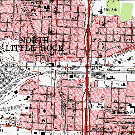 Topographic Map of Greater Little Rock Stockyards, AR