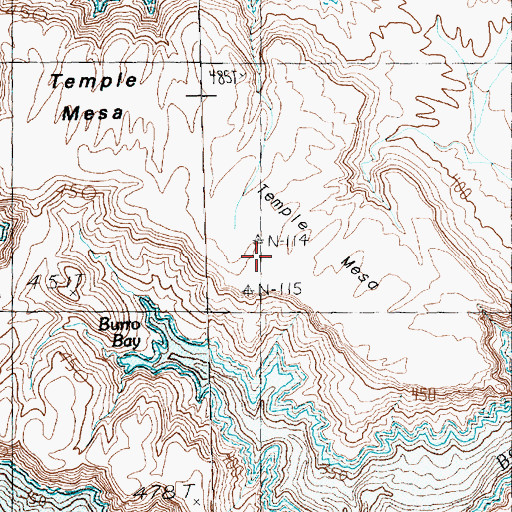 Topographic Map of Temple Mesa, NV