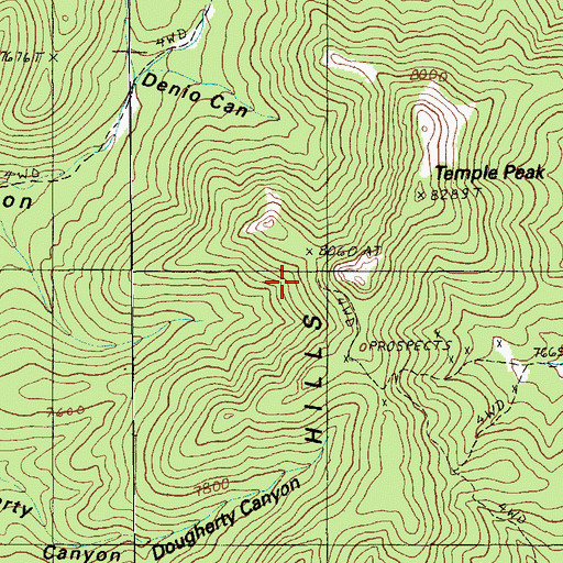 Topographic Map of Temple Peak, NV