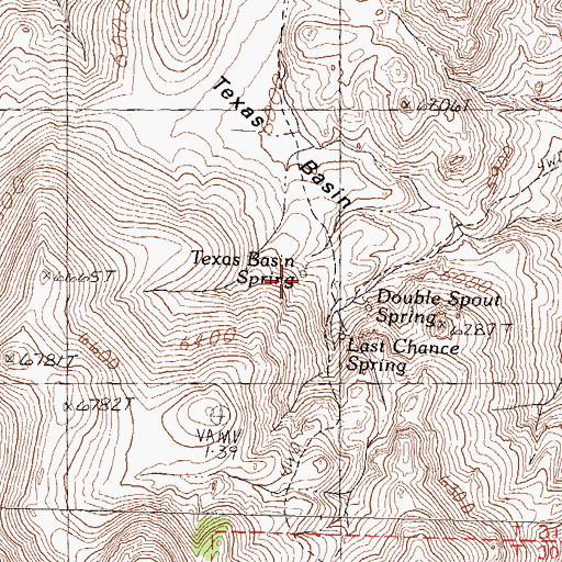 Topographic Map of Texas Basin Spring, NV