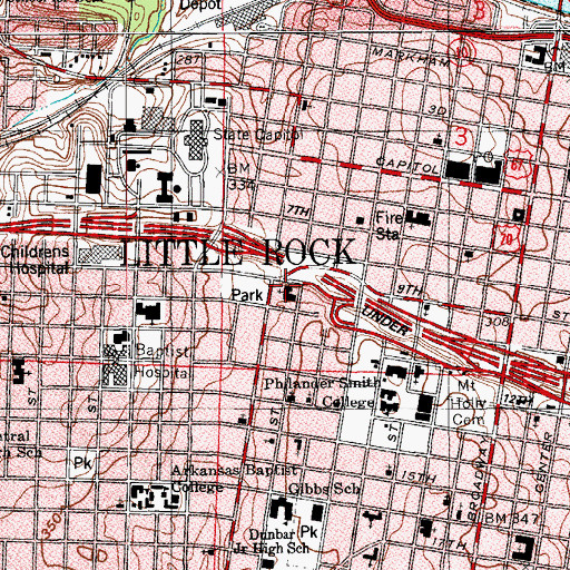 Topographic Map of Mount Zion Baptist Church, AR