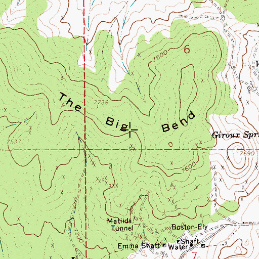 Topographic Map of The Big Bend, NV