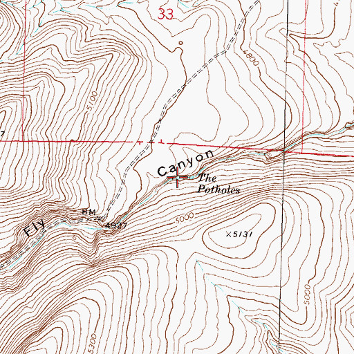 Topographic Map of The Potholes, NV