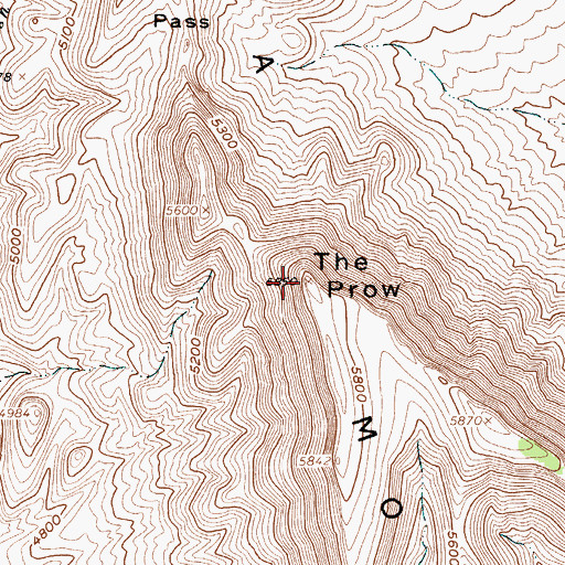 Topographic Map of The Prow, NV