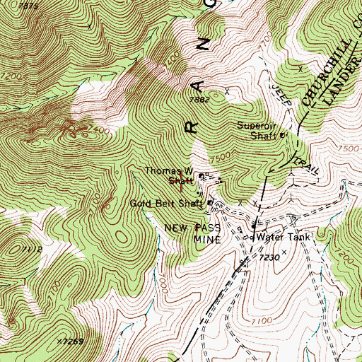 Topographic Map of Thomas W Shaft, NV