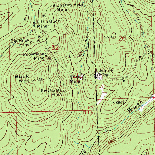 Topographic Map of Thor Mine, NV
