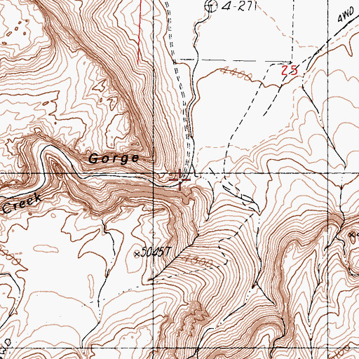 Topographic Map of Thousand Creek Gorge, NV
