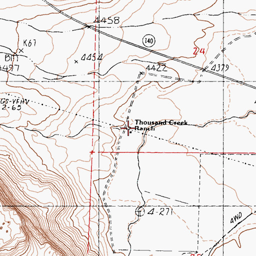 Topographic Map of Thousand Creek Ranch, NV
