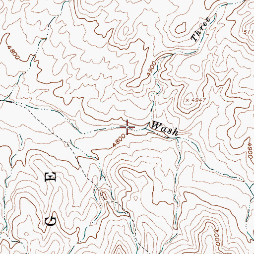 Topographic Map of Three Forks Wash, NV