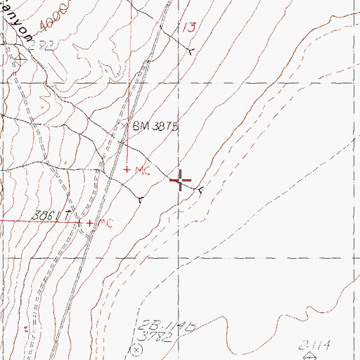 Topographic Map of Threemile Canyon, NV