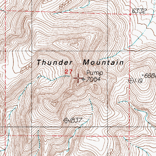 Topographic Map of Thunder Mountain, NV