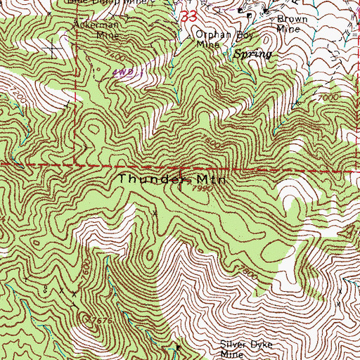 Topographic Map of Thunder Mountain, NV